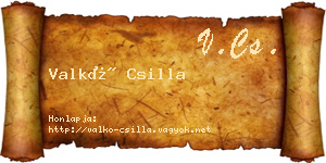 Valkó Csilla névjegykártya